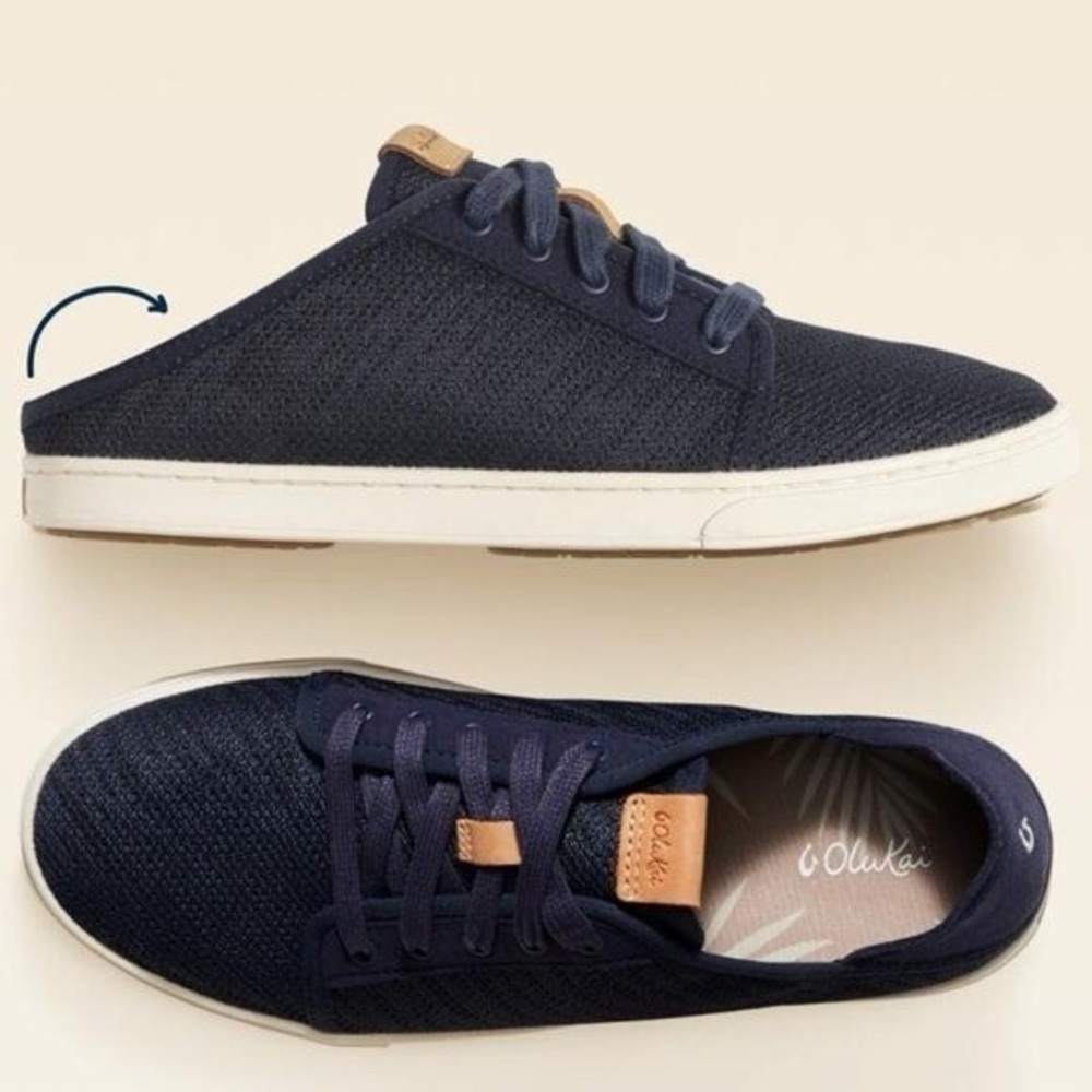 OluKai Pehuea Lī Navy Sneakers Mesh Convertible Comfort Women’s 9 - Picture 2 of 8